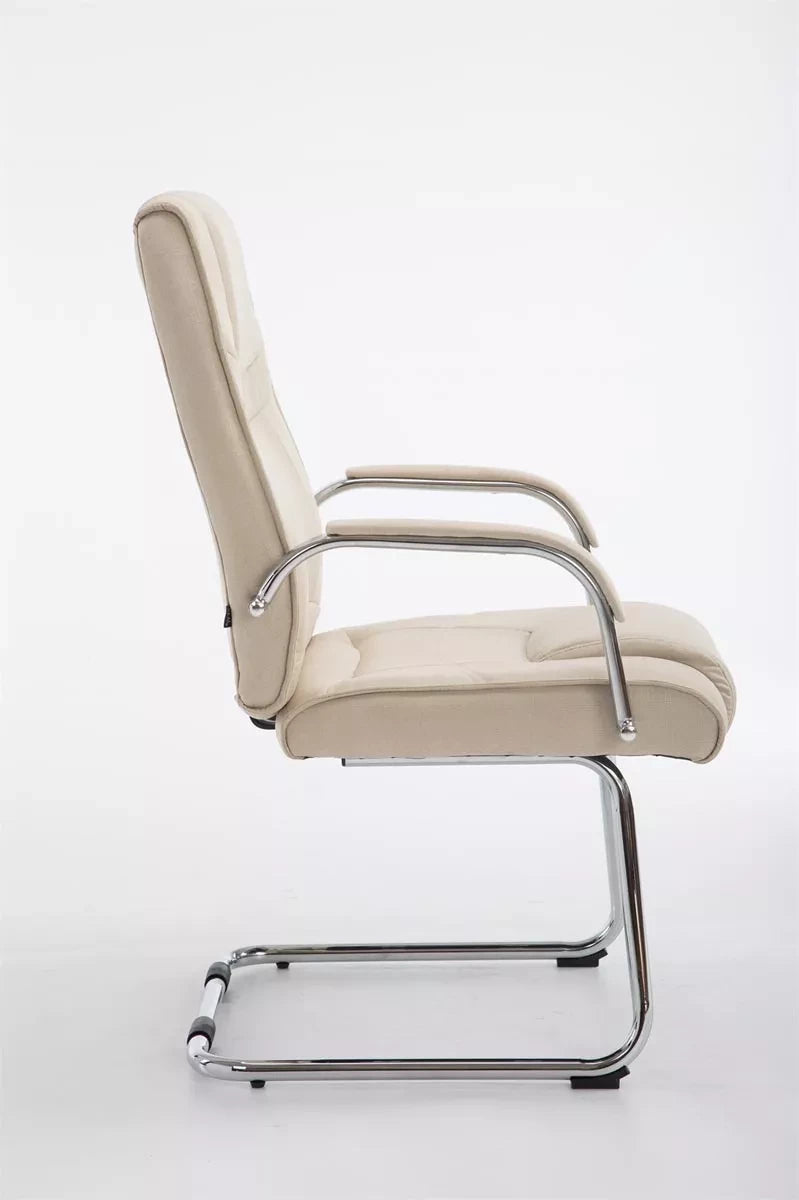 In And OutdoorMatch Bezoekersstoel Giovanny - Eetkamerstoel - Bureaustoel - Wit - ergonomisch - stof - luxe Bureaustoel
