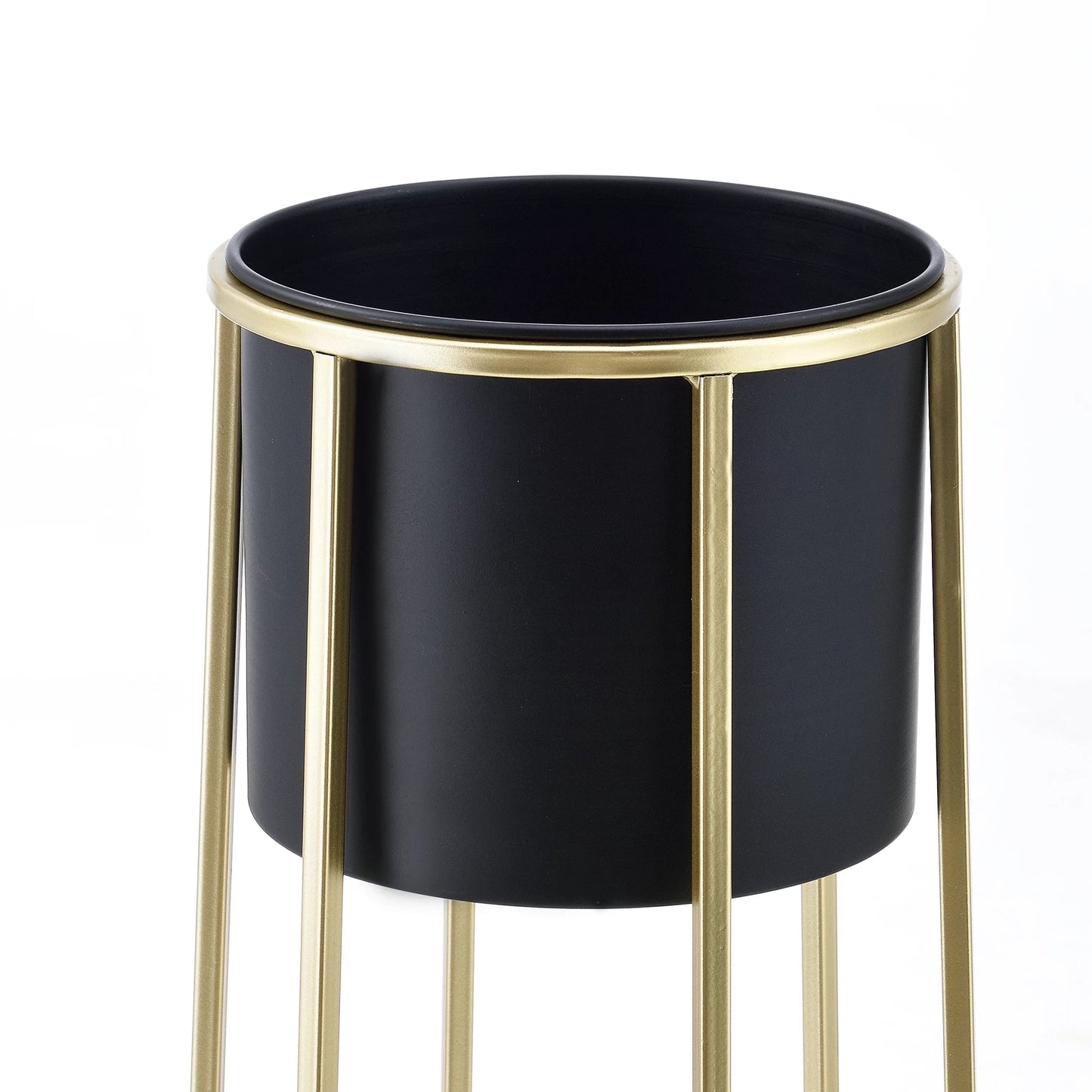 In And OutdoorMatch Bloempot Krista - Op Standaard - Metaal - Set van 2 - Zwart en Goudkleurig - Stijlvol Design Flowerpot
