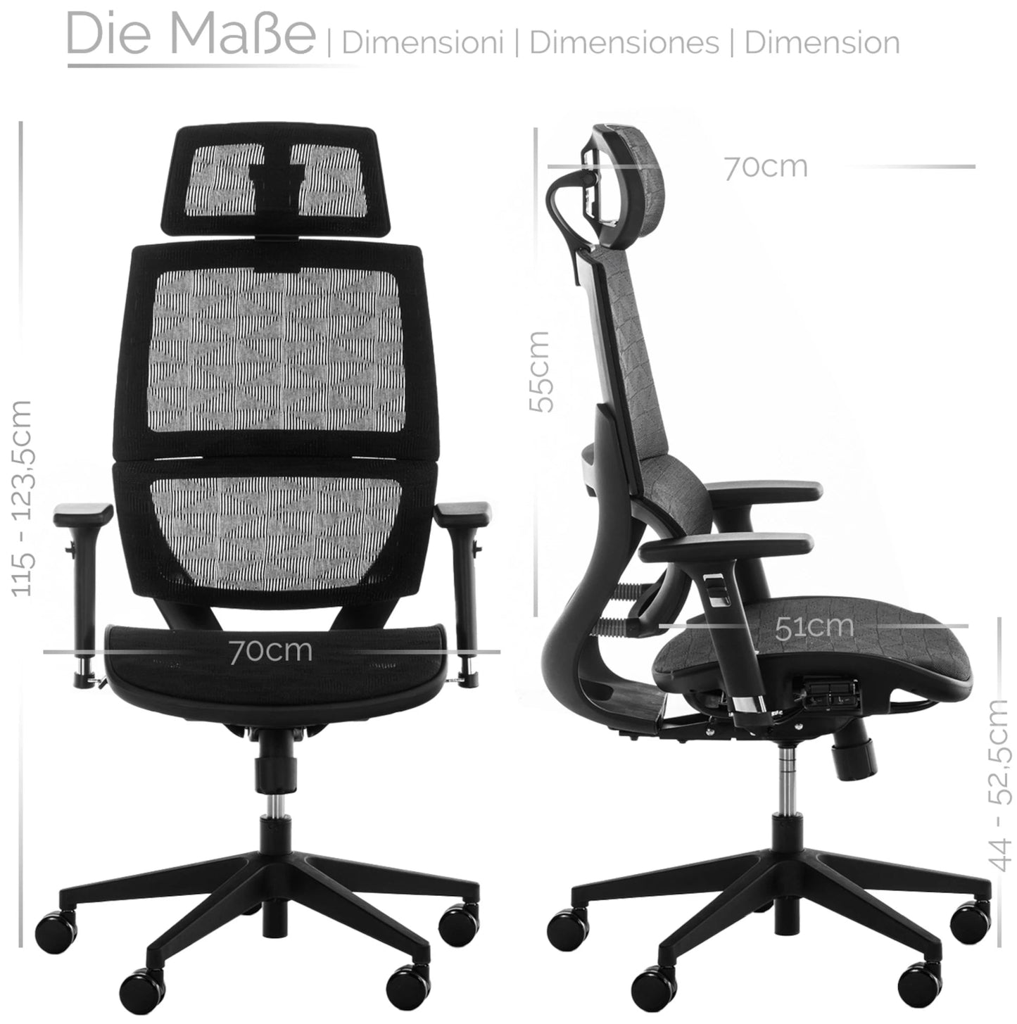 In And OutdoorMatch Bureaustoel Ben - Ergonomische Bureaustoel - Verstelbare Elementen - Mesh Hoes - Polyester Bureaustoel