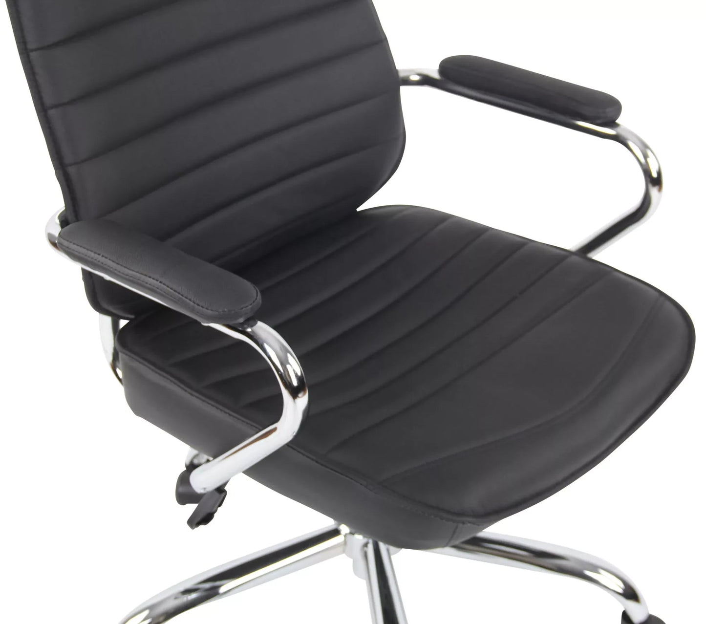 In And OutdoorMatch Bureaustoel Emie - echt leer - Zwart - Ergonomisch - 50x45x128cm Hoogte Verstelbaar - Zithoogte 46 - 57cm - Deluxe Bureaustoel