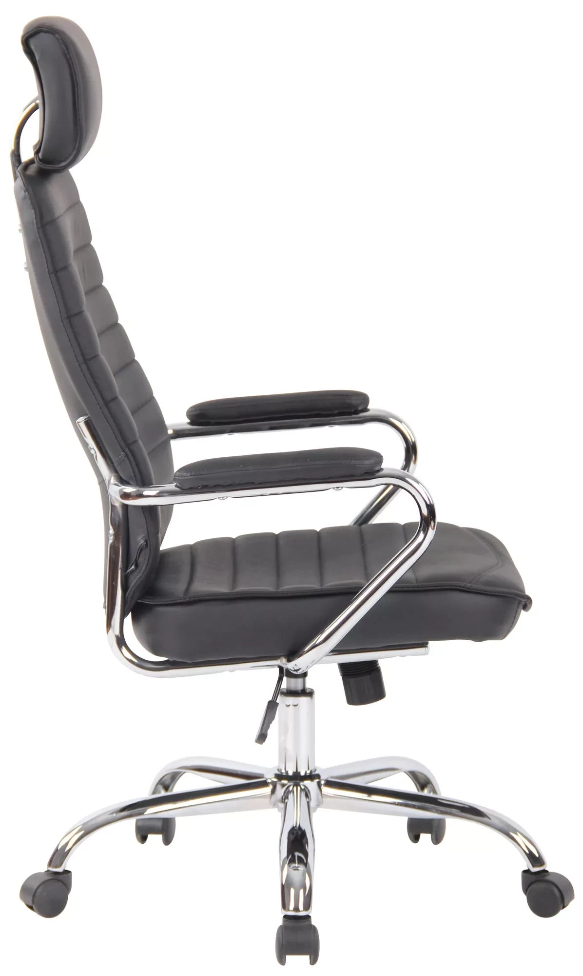In And OutdoorMatch Bureaustoel Emie - echt leer - Zwart - Ergonomisch - 50x45x128cm Hoogte Verstelbaar - Zithoogte 46 - 57cm - Deluxe Bureaustoel
