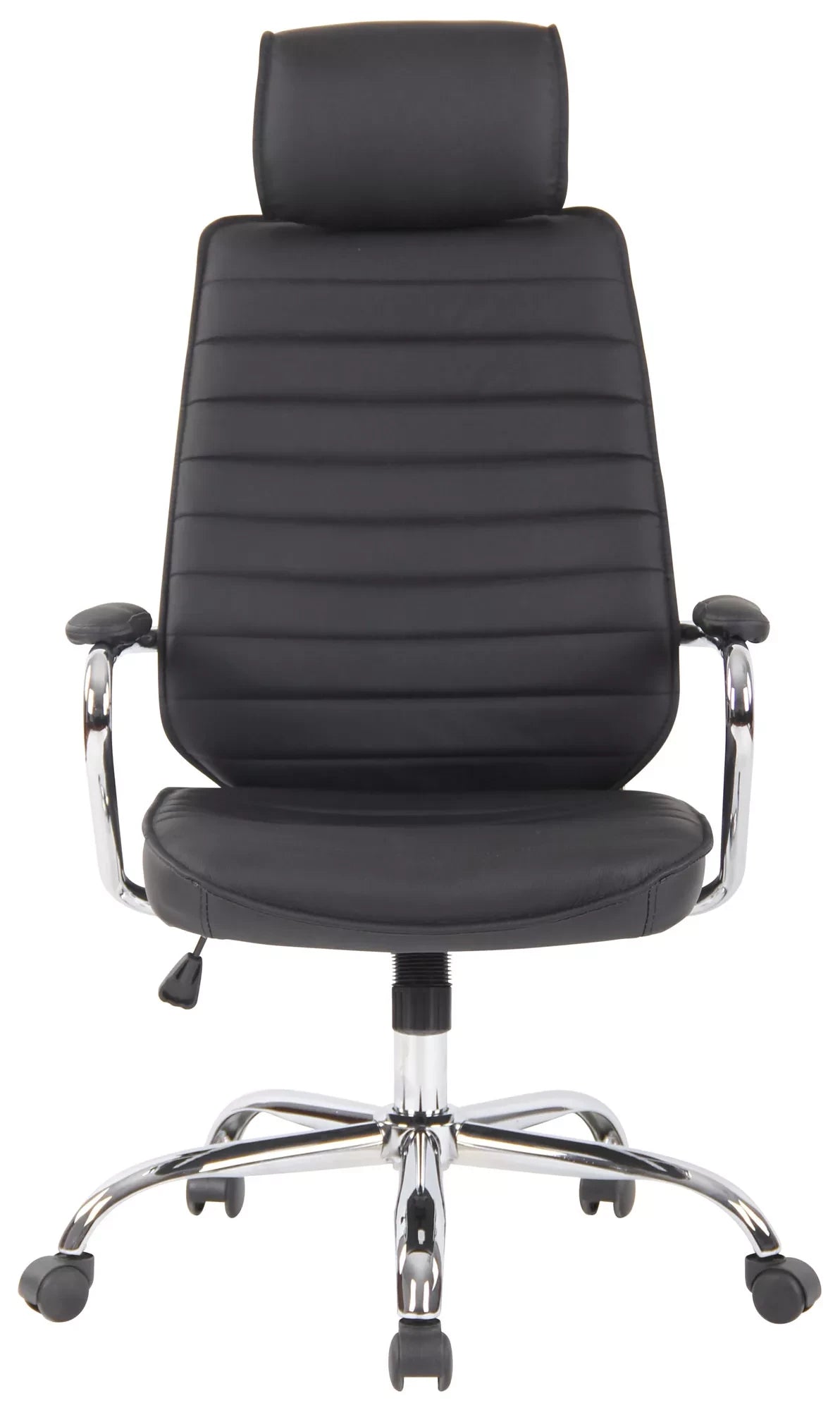 In And OutdoorMatch Bureaustoel Emie - echt leer - Zwart - Ergonomisch - 50x45x128cm Hoogte Verstelbaar - Zithoogte 46 - 57cm - Deluxe Bureaustoel