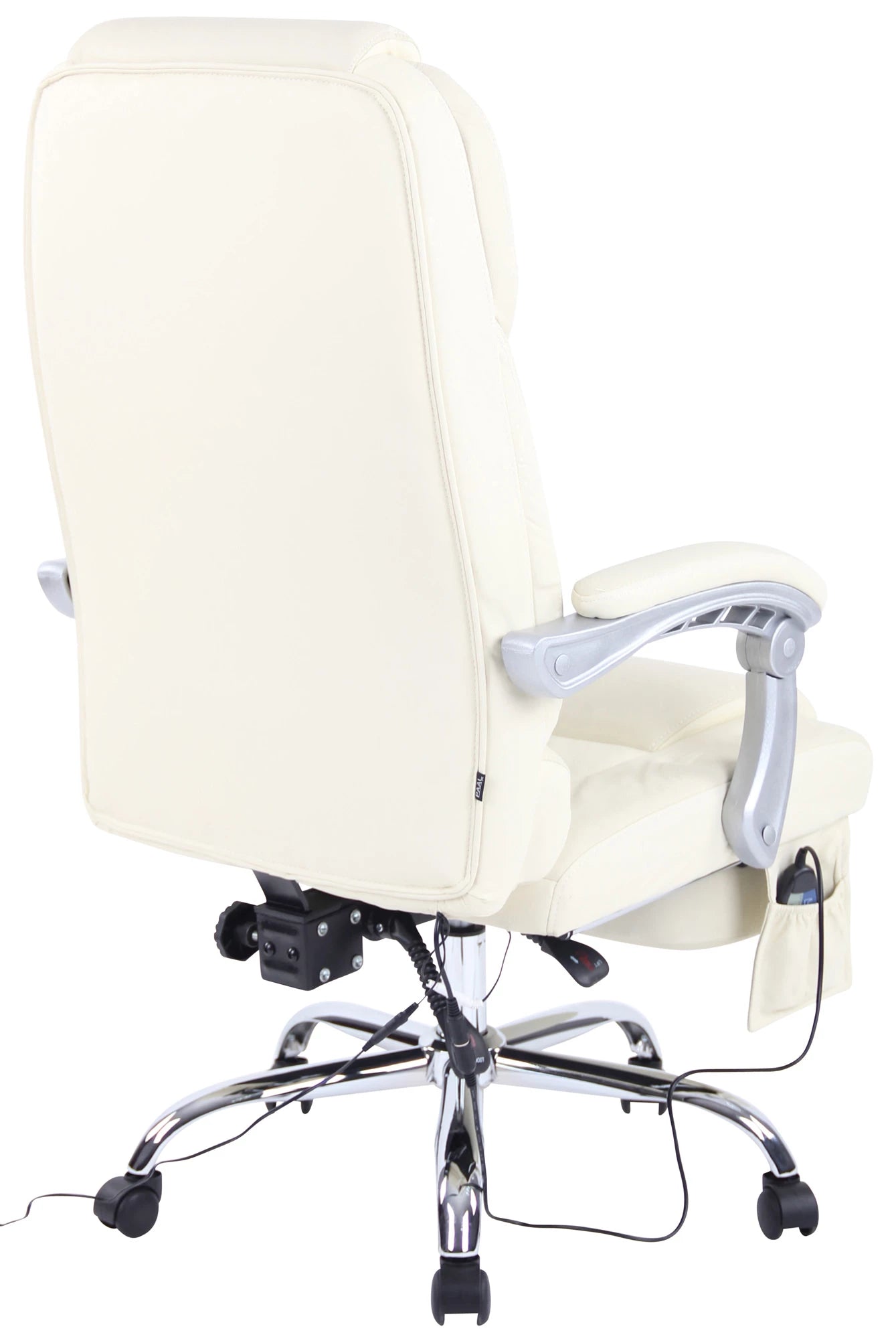 In And OutdoorMatch Bureaustoel Roel - Echt Leer - Met Massage Functie - Luxe Bureaustoel - Gebroken Wit - Elegante Look Bureaustoel