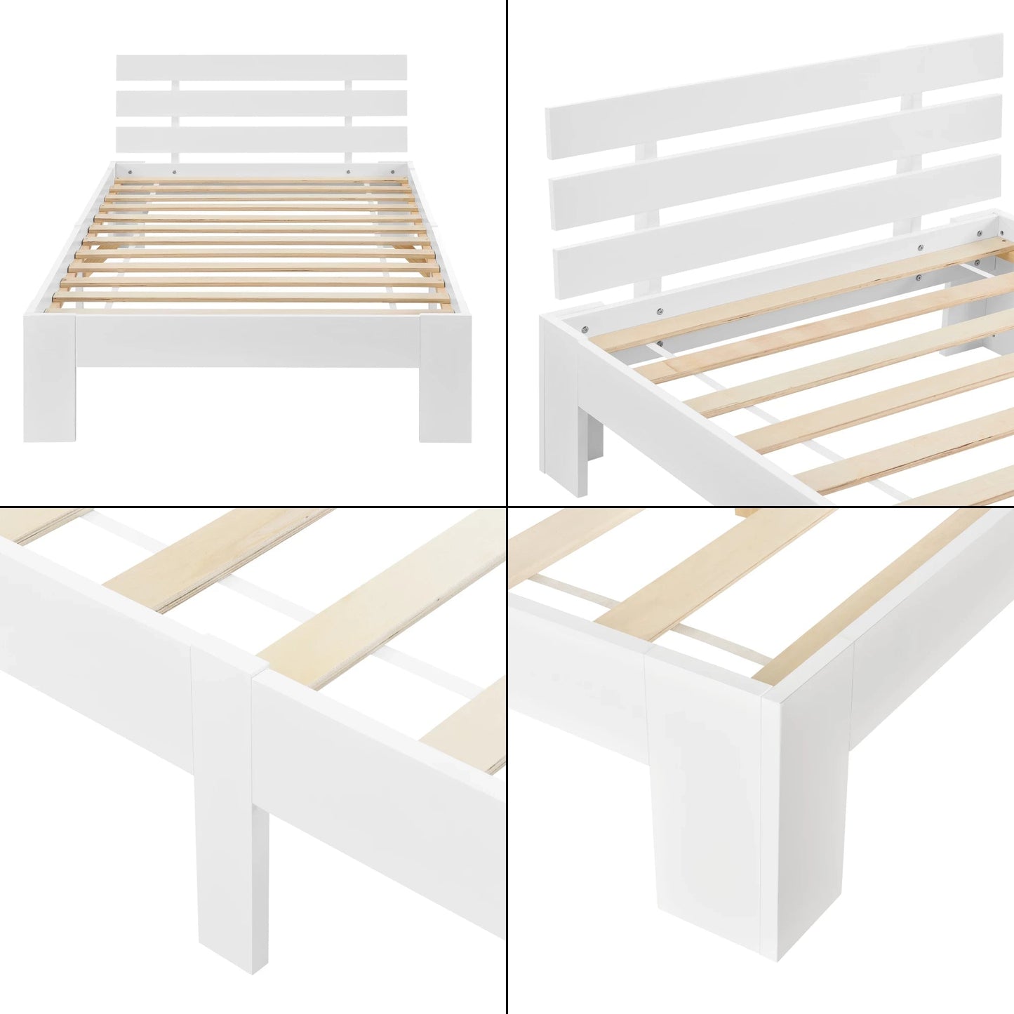 In And OutdoorMatch Houten Bed Evert - Grenen - Met Bedbodem - 90x200 cm - Wit - Snelle Montage Eén persoon slapen