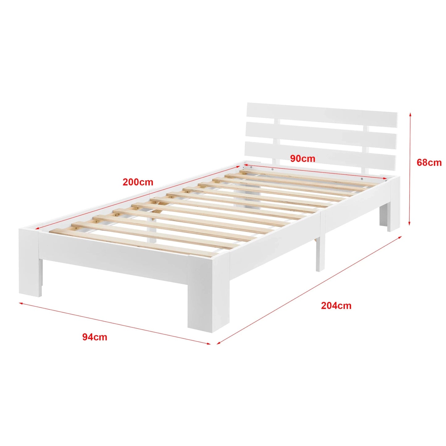 In And OutdoorMatch Houten Bed Evert - Grenen - Met Bedbodem - 90x200 cm - Wit - Snelle Montage Eén persoon slapen