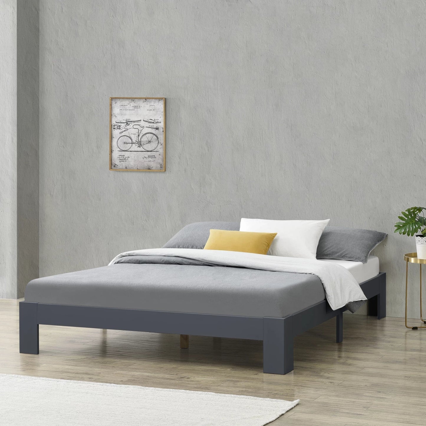 In And OutdoorMatch Houten Bed Rosendo - Grenen - Met Bedbodem - 140x200 cm - Donkergrijs - Snelle Montage bed twee personen