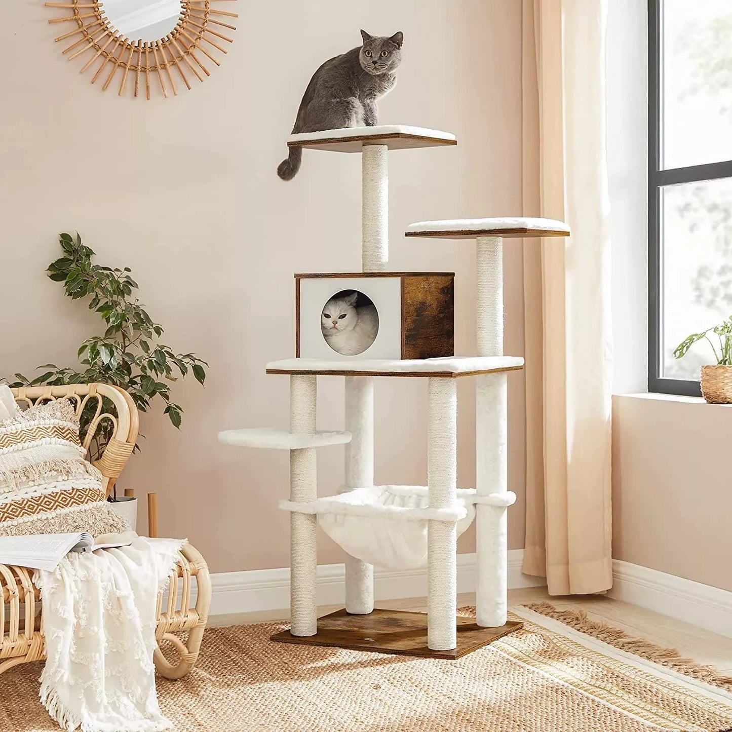 In And OutdoorMatch Krabpaal Shaylee - Krabpaal - Kattenmeubel - Modern - Vintage Bruin - Beige Krabpaal