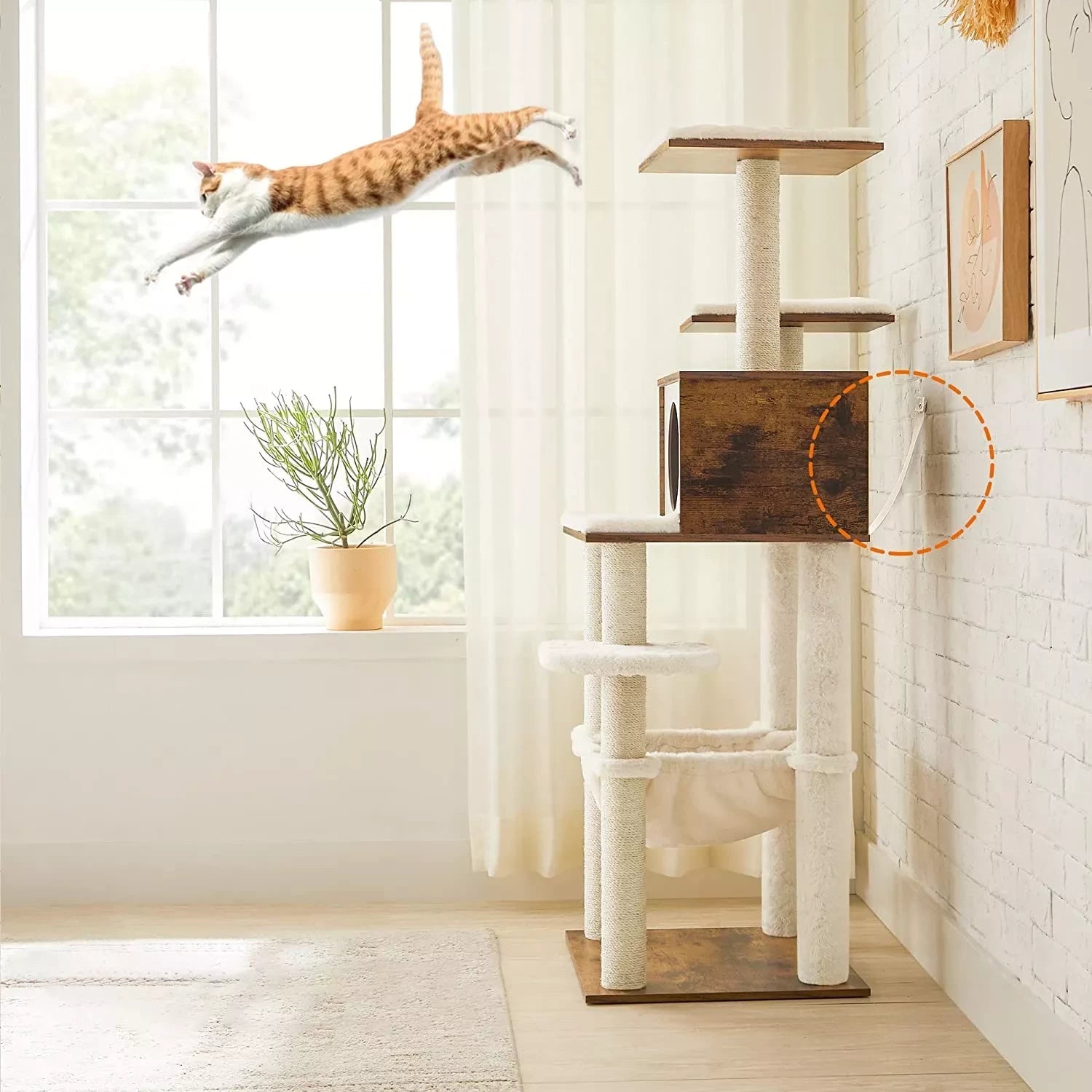 In And OutdoorMatch Krabpaal Shaylee - Krabpaal - Kattenmeubel - Modern - Vintage Bruin - Beige Krabpaal
