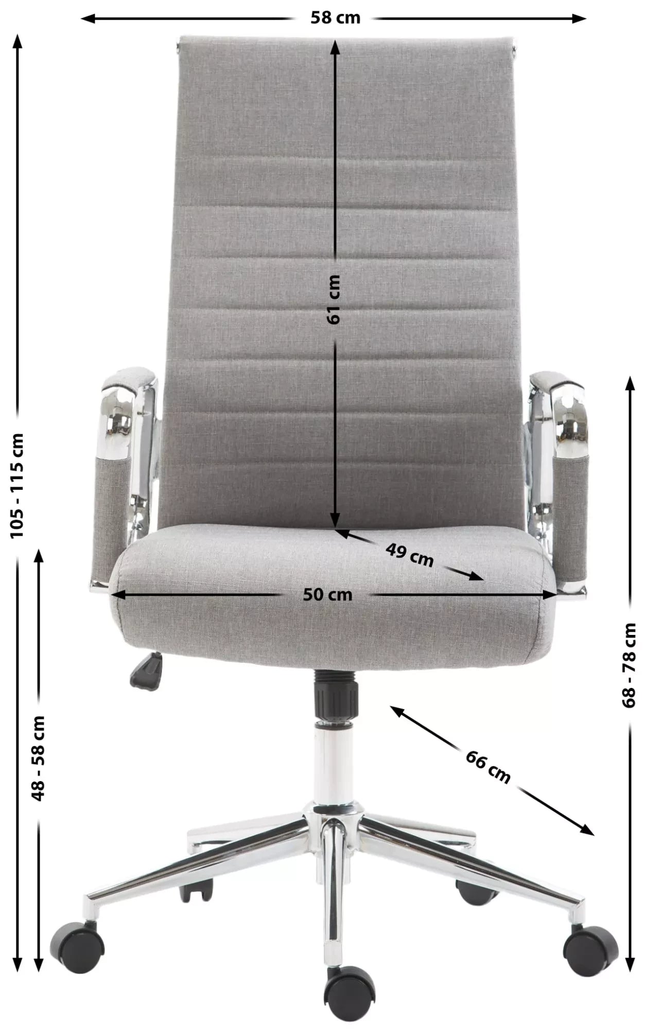 In And OutdoorMatch Luxe Bureaustoel Abele Filiberto - Stof - Lichtgrijs - Op wielen - Ergonomische bureaustoel - Voor volwassenen - In hoogte verstelbaar Bureaustoel