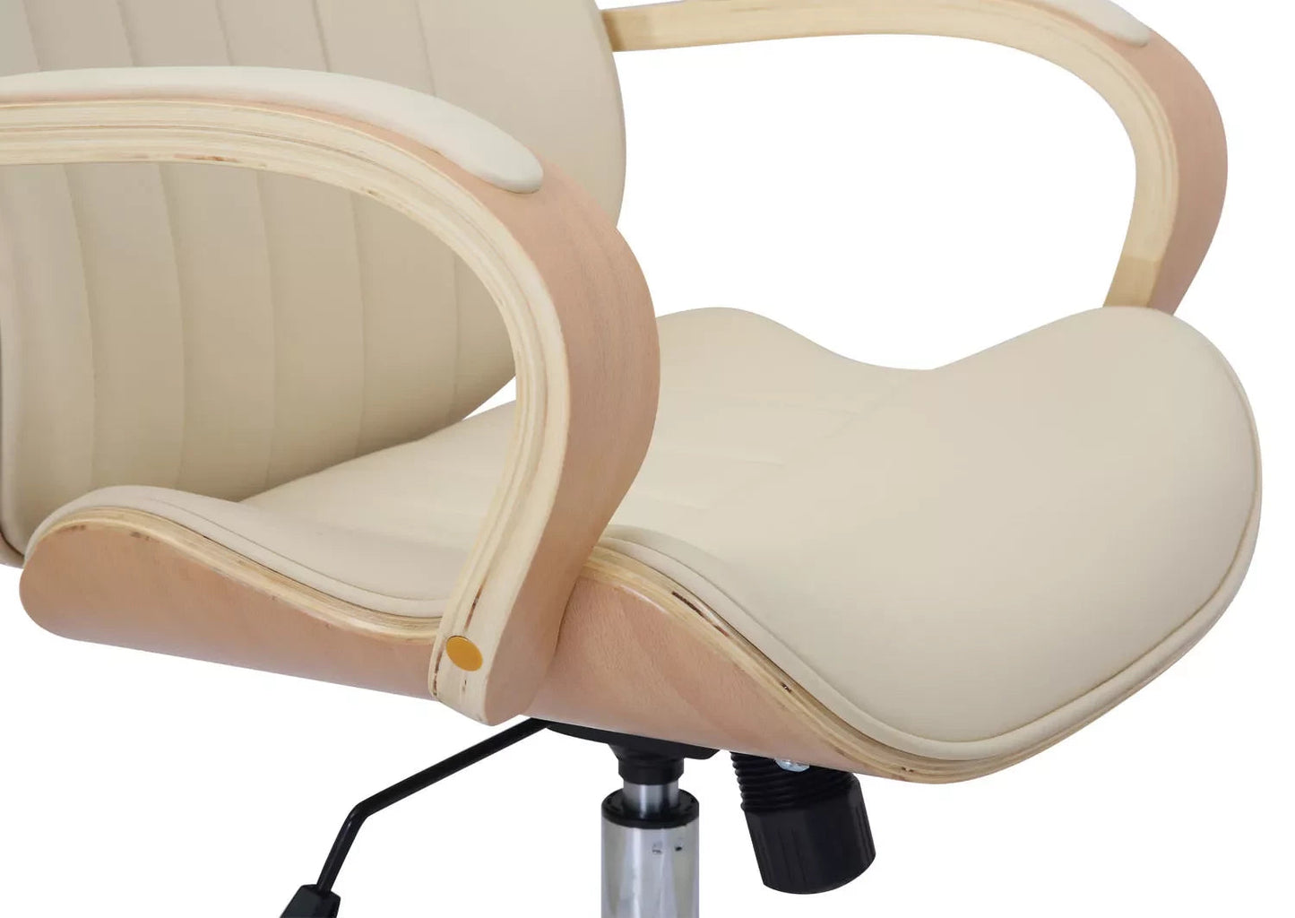 In And OutdoorMatch Luxe Bureaustoel Greta - Creme kunstleer - Met Rugleuning en Armleuning - In hoogte verstelbaar - Ergonomisch Bureaustoel