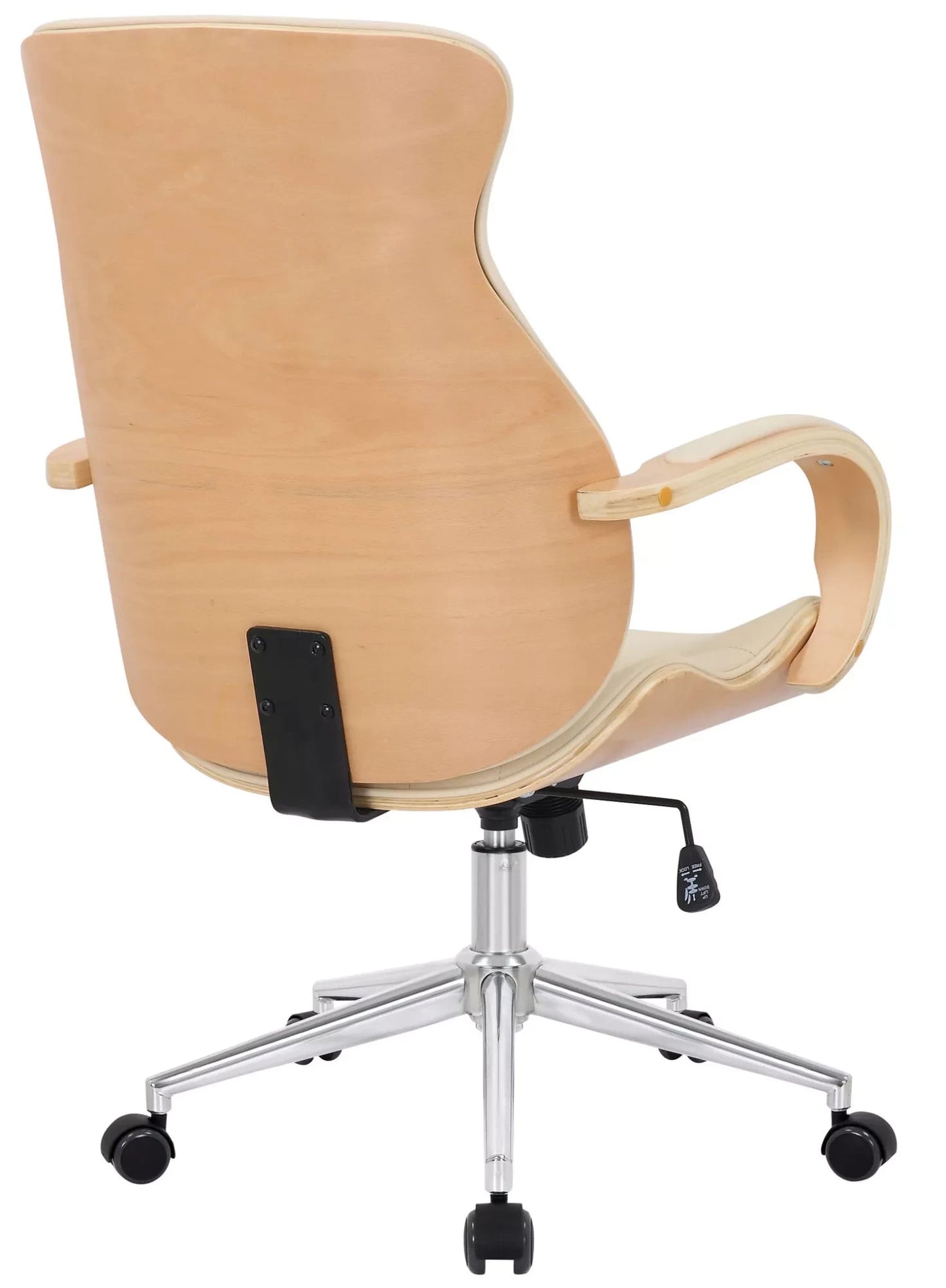 In And OutdoorMatch Luxe Bureaustoel Greta - Creme kunstleer - Met Rugleuning en Armleuning - In hoogte verstelbaar - Ergonomisch Bureaustoel