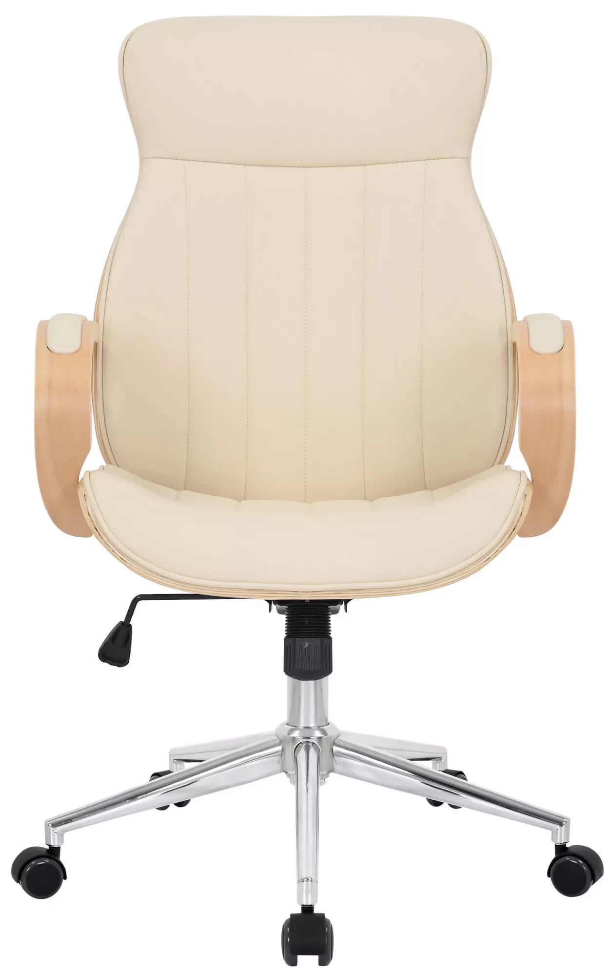 In And OutdoorMatch Luxe Bureaustoel Greta - Creme kunstleer - Met Rugleuning en Armleuning - In hoogte verstelbaar - Ergonomisch Bureaustoel