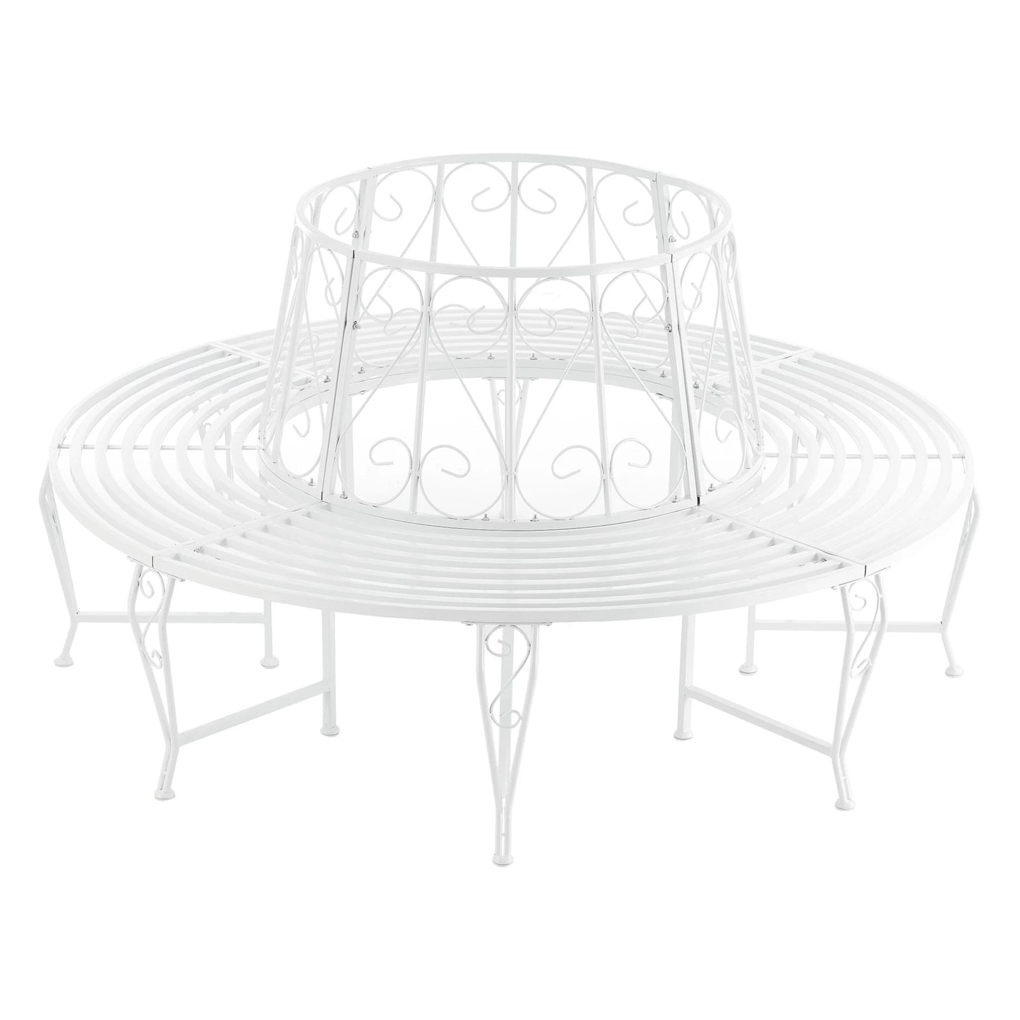In And OutdoorMatch Metalen Boombank Gunner - Ø160x84 cm - Rond - Wit - Staal - Weerbestendig Garden Bench