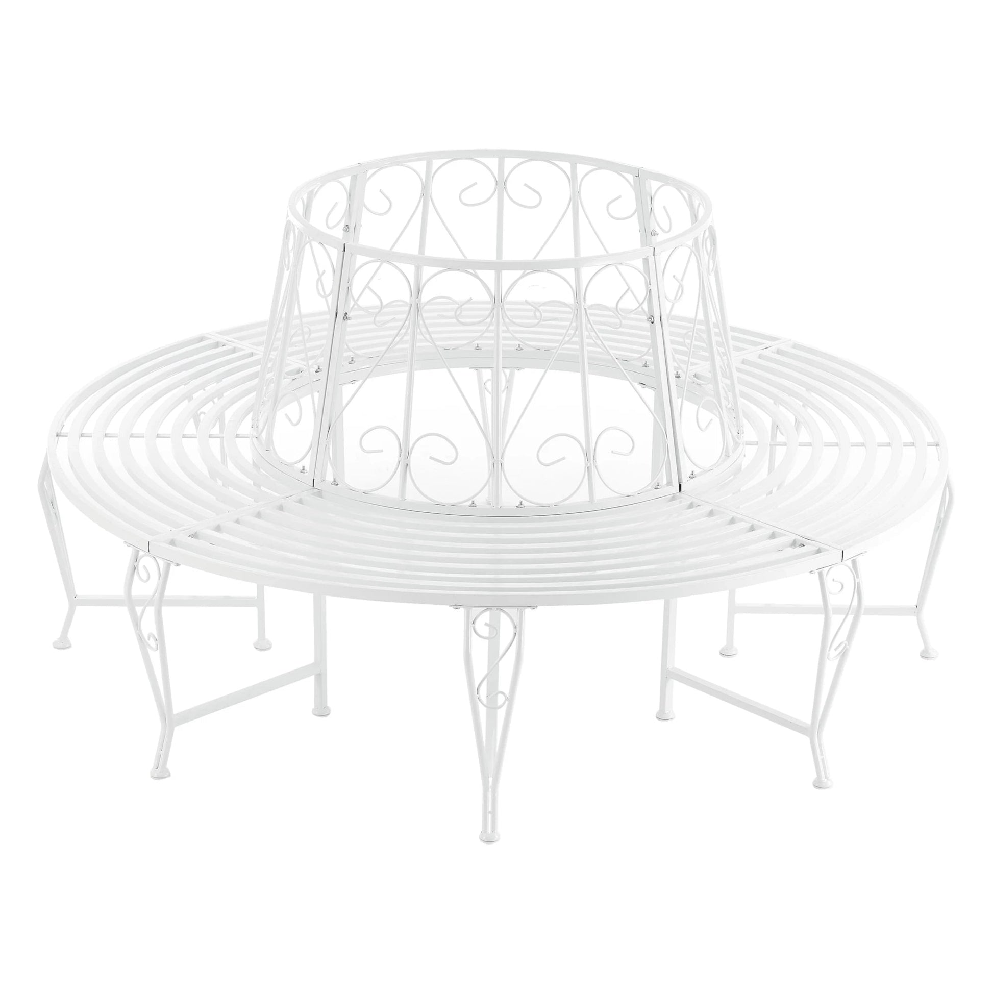 In And OutdoorMatch Metalen Boombank Gunner - Ø160x84 cm - Rond - Wit - Staal - Weerbestendig Garden Bench