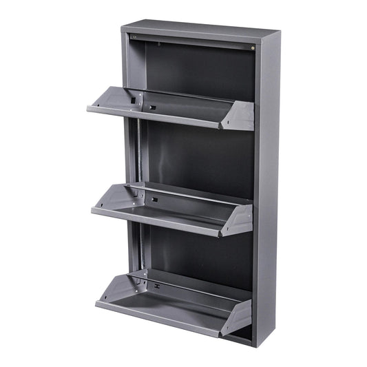 In And OutdoorMatch Schoenenkast Silker - Met 3 Vouwdeuren - Grijs - Metaal - Ruimtebesparend shoe rack
