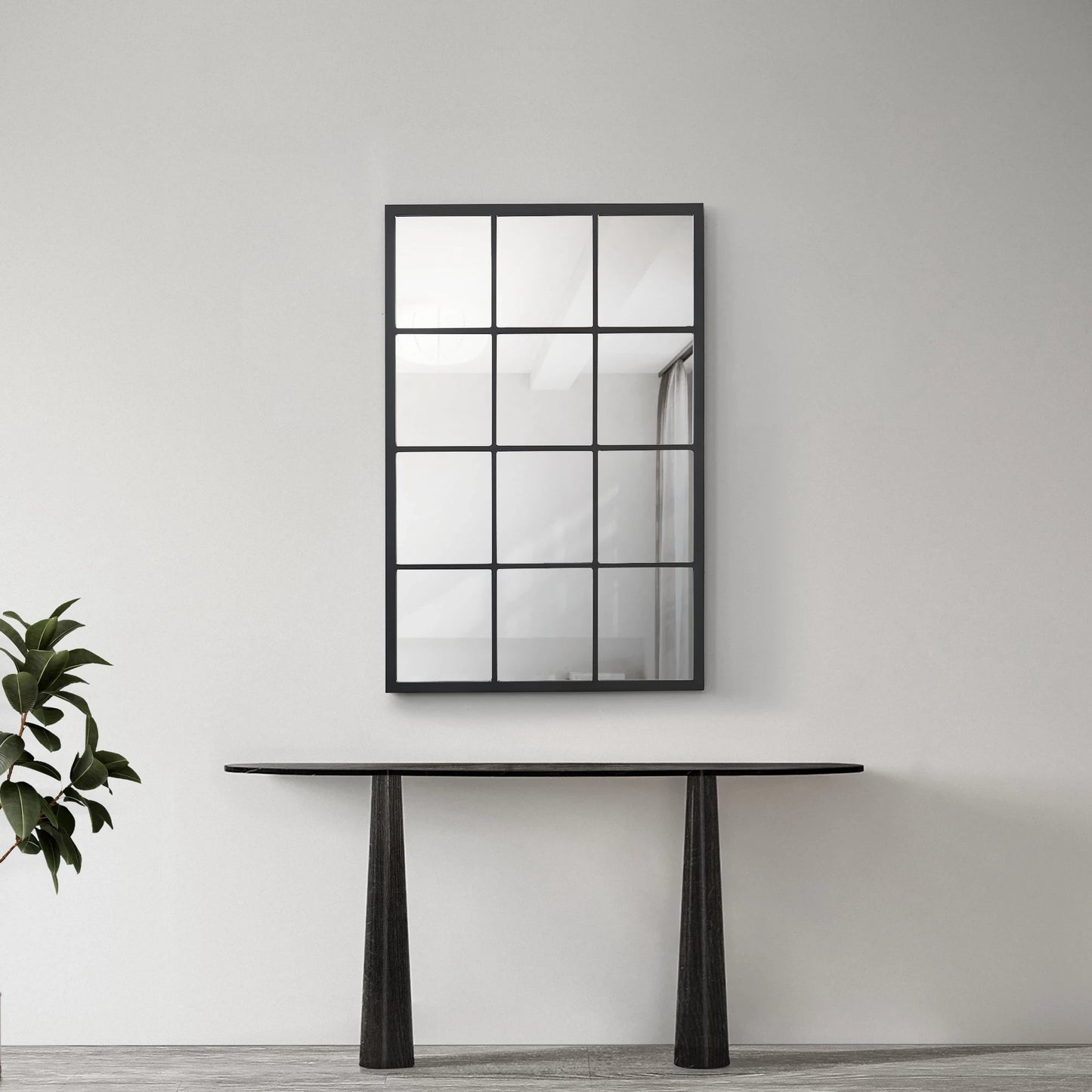 In And OutdoorMatch Spiegel Guapa - Hangspiegel - 90x60cm - Mat Zwart - Rechthoekige Spiegel - Decoratief Design Muur spiegel