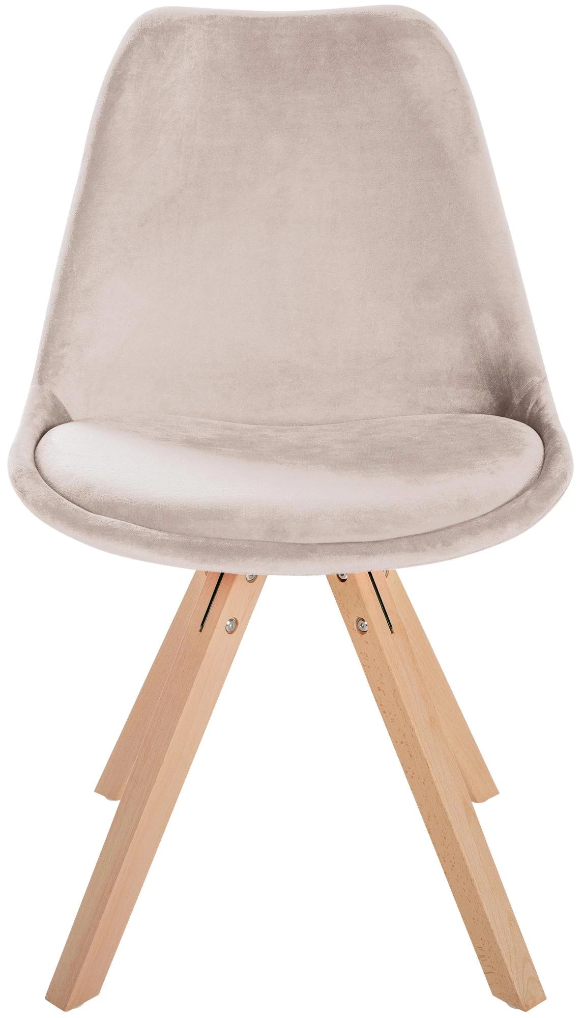 In And OutdoorMatch Stoel Celeste - Beige en Hout - Fluweel - Comfortabele zit - Hoogwaardige bekleding - Stijlvolle stoel - Klassieke uitstraling Eetkamerstoel