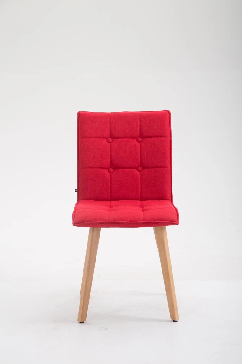 In And OutdoorMatch Stoel Forrest - Naturel - Rode Stoel - Bezoekersstoel - Eetkamerstoel - Stof - Hoge kwaliteit bekleding - Stijlvolle stoel - Minimalistische stoel Eetkamerstoel