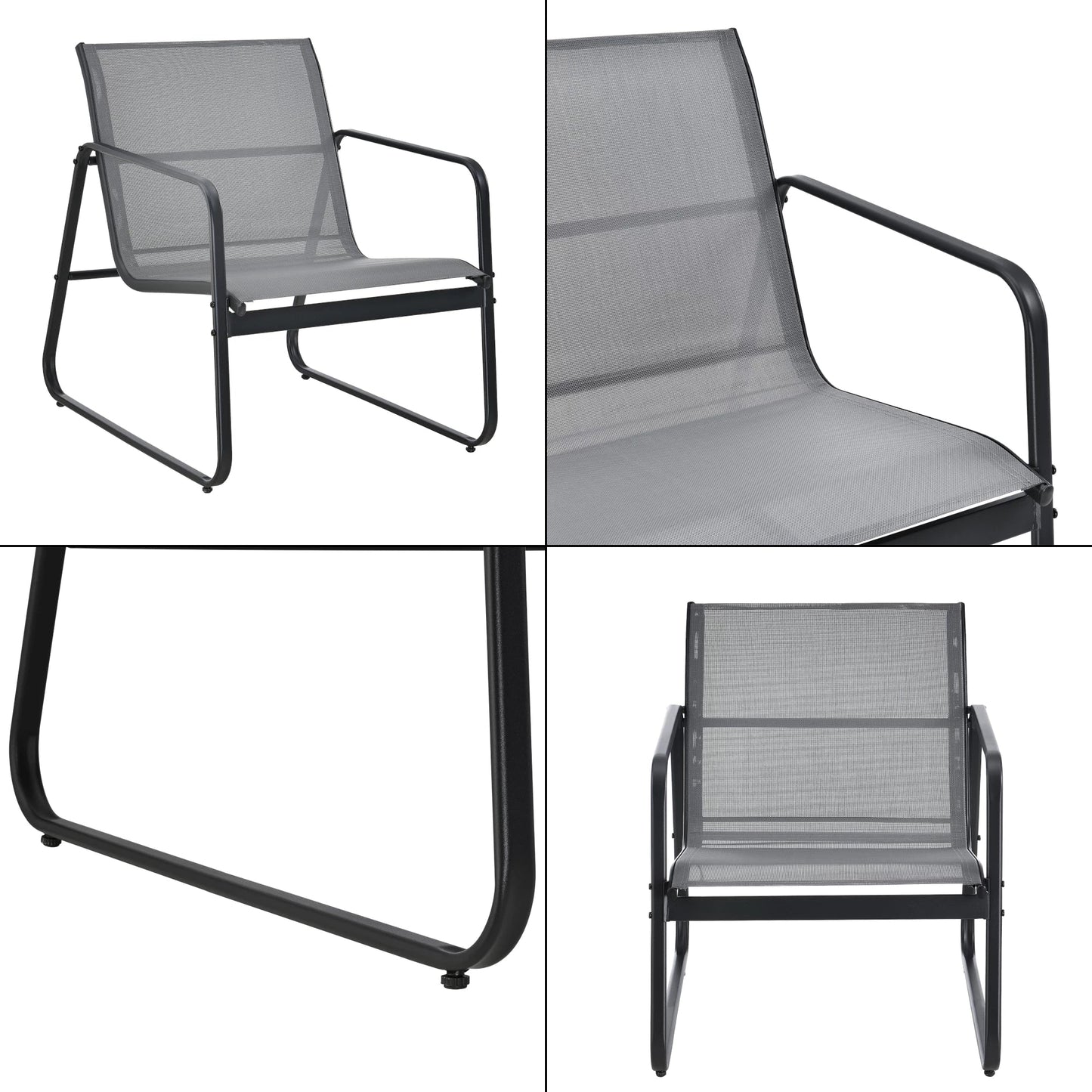 In And OutdoorMatch Tuinset Dannie - 4-delig - Loungeset - Lichtgrijs en Zwart - Staal, Glas en Stof - Stijlvolle uitstraling Garden set