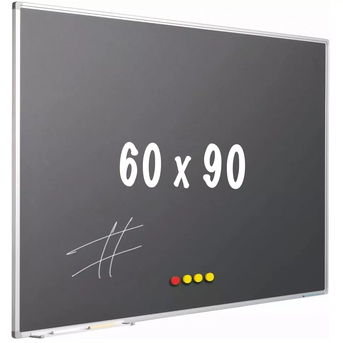 Krijtbord PRO Ahmed - Magnetisch - Schoolbord - Eenvoudige montage - Emaille staal - Grijs - 60x90cm Krijtborden