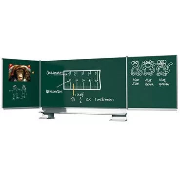Krijtbord PRO Beltran - Schuifmechanisme - Vijfzijdig bord - Schoolbord - Eenvoudige montage - Emaille staal - Groen - 120x200cm Krijtborden