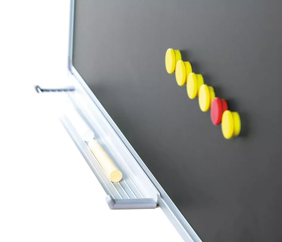 Krijtbord PRO Kelley - Magnetisch - Schoolbord - Eenvoudige montage - Emaille staal - Grijs - 90x180cm Krijtborden