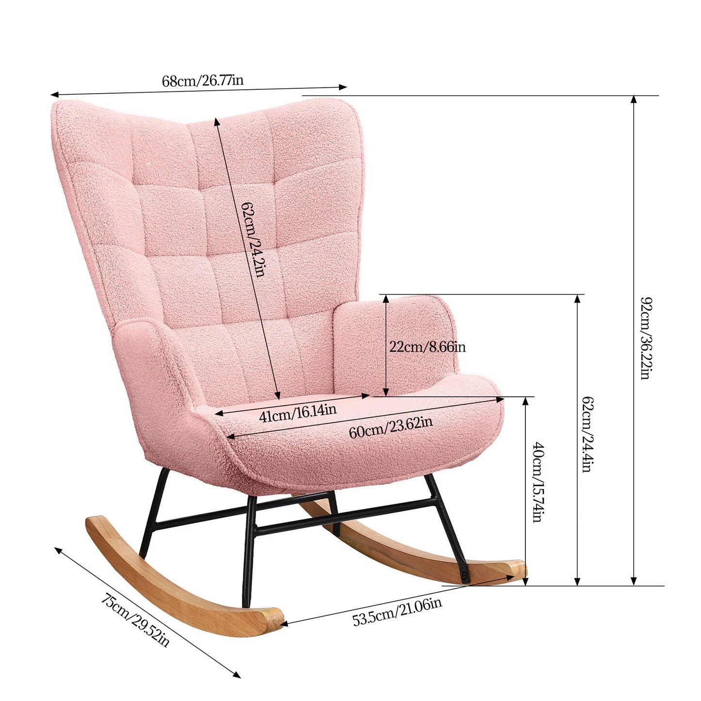 Schommelstoel - Roze - 68x75x92cm