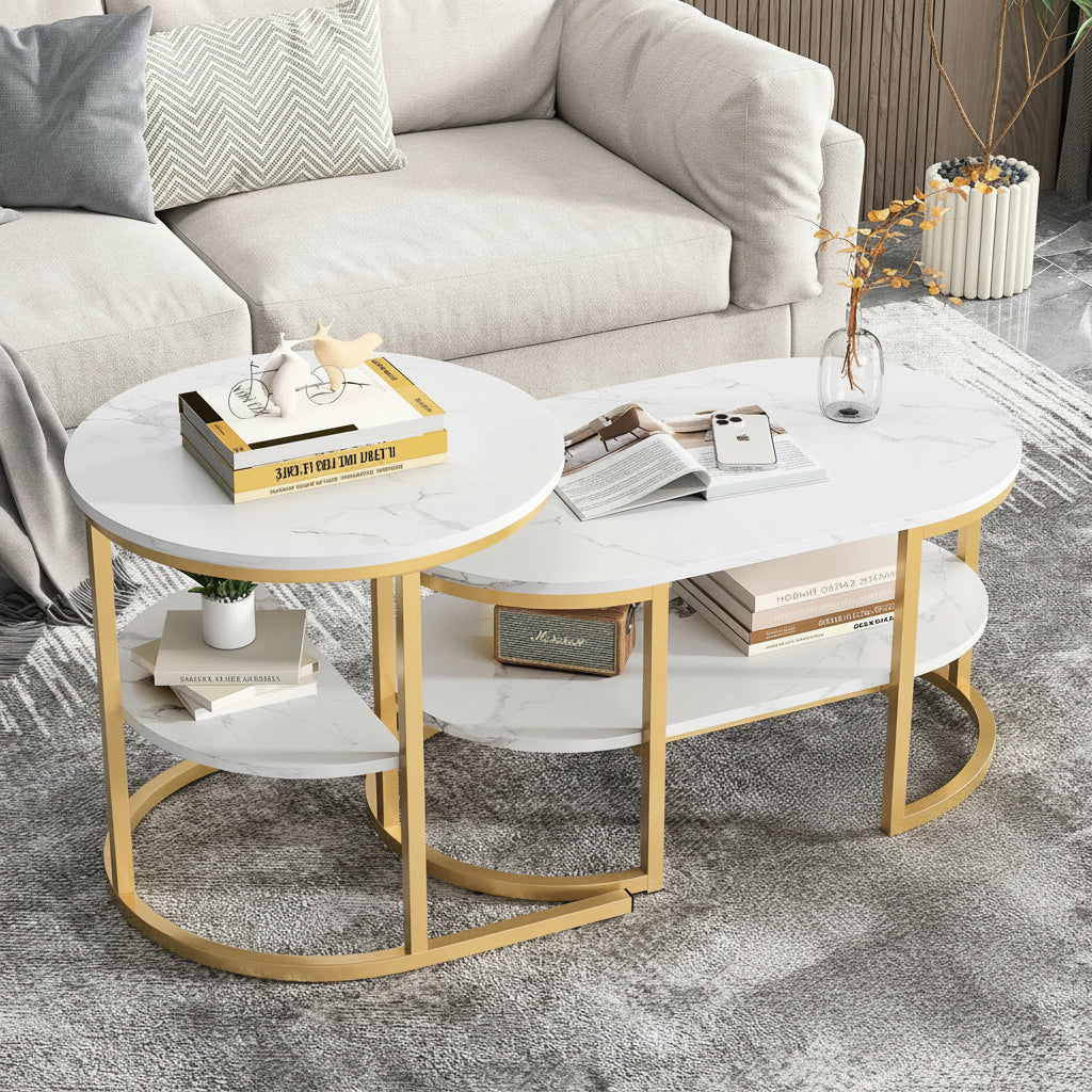 Salon Tafel - Set van 2 - Zwart & Wit