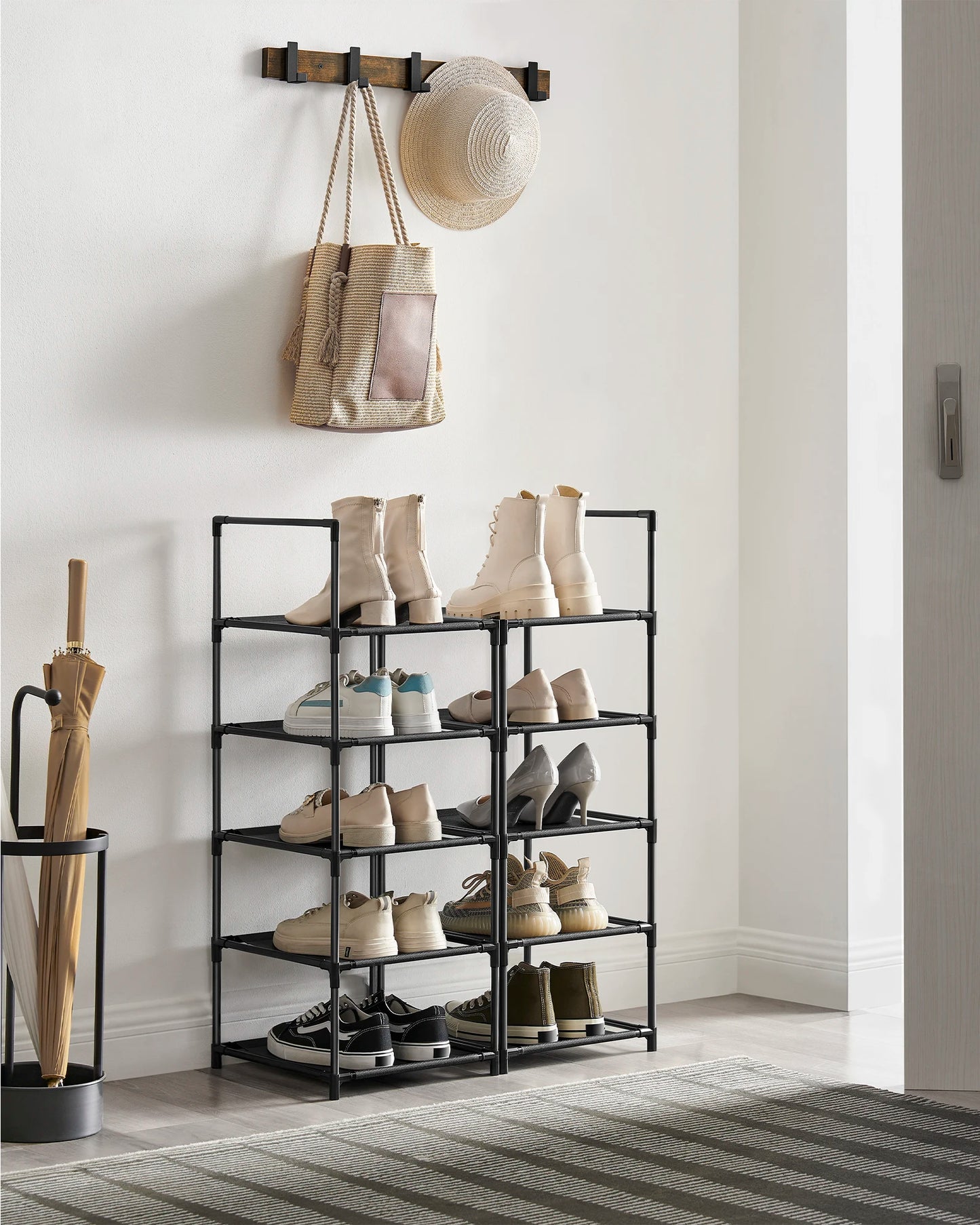 SONGMICS shoe rack 10 Layers Shoe shelf Shoe storage, 33x33x173 cm, Metal Rher, Nonwoven