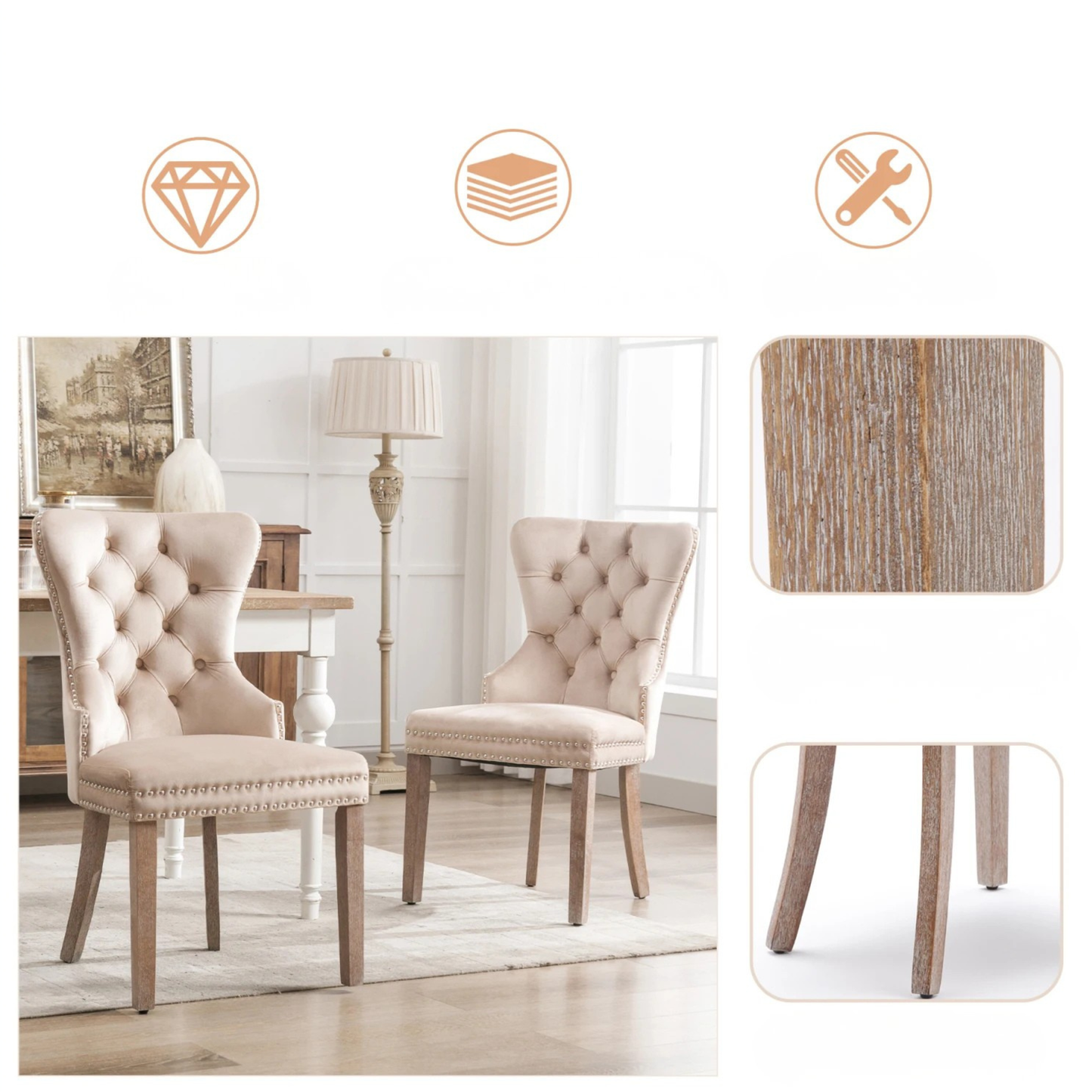 Kunstleer Eetkamerstoelen - Set van 2 - Beige