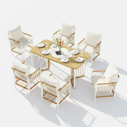 6-persoons Tuinset - Met kussens & tafel - Wit