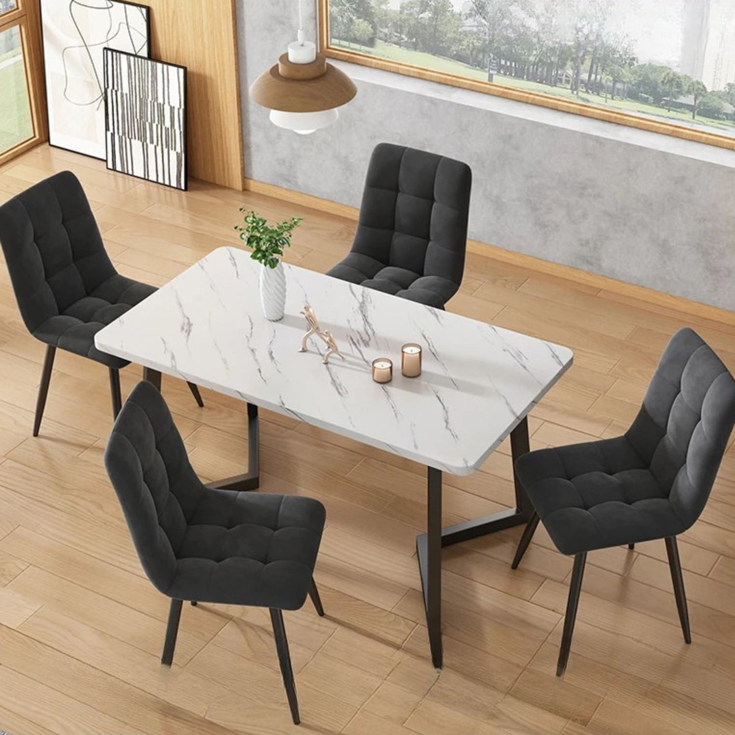 Kunstleer Eetkamerstoelen - Set van 4 - Donkergrijs