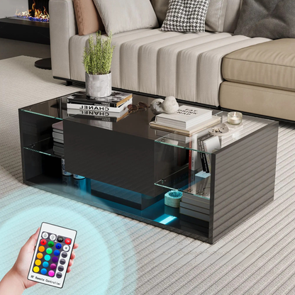 Salontafel - Met LED Verlichting - Zwart