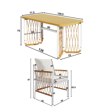 6-persoons Tuinset - Met kussens & tafel - Wit
