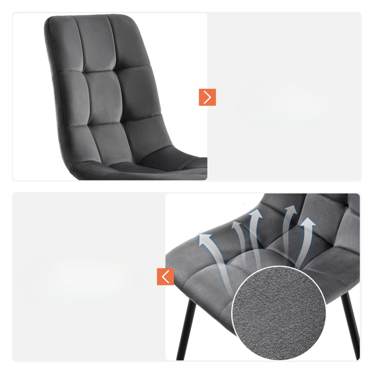 Kunstleer Eetkamerstoelen - Set van 4 - Donkergrijs
