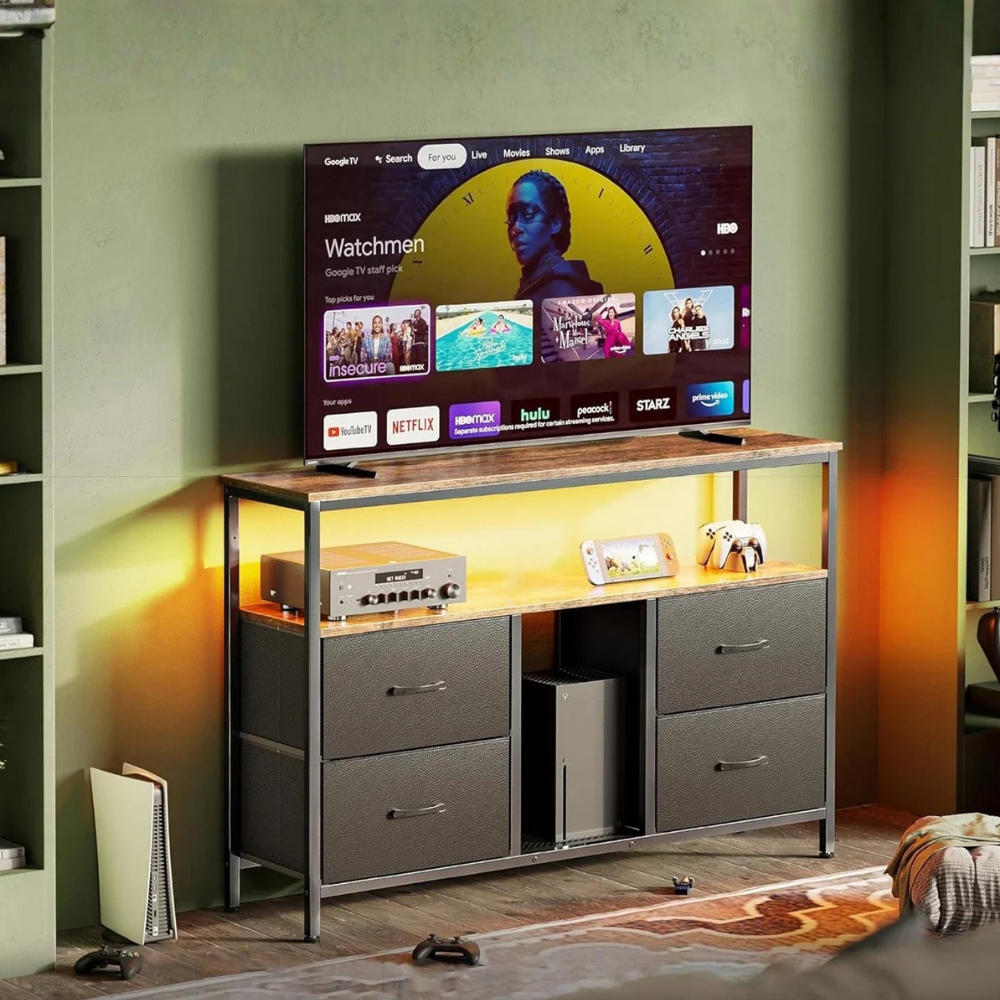 TV Kast met 4 Laden en LED Lampen