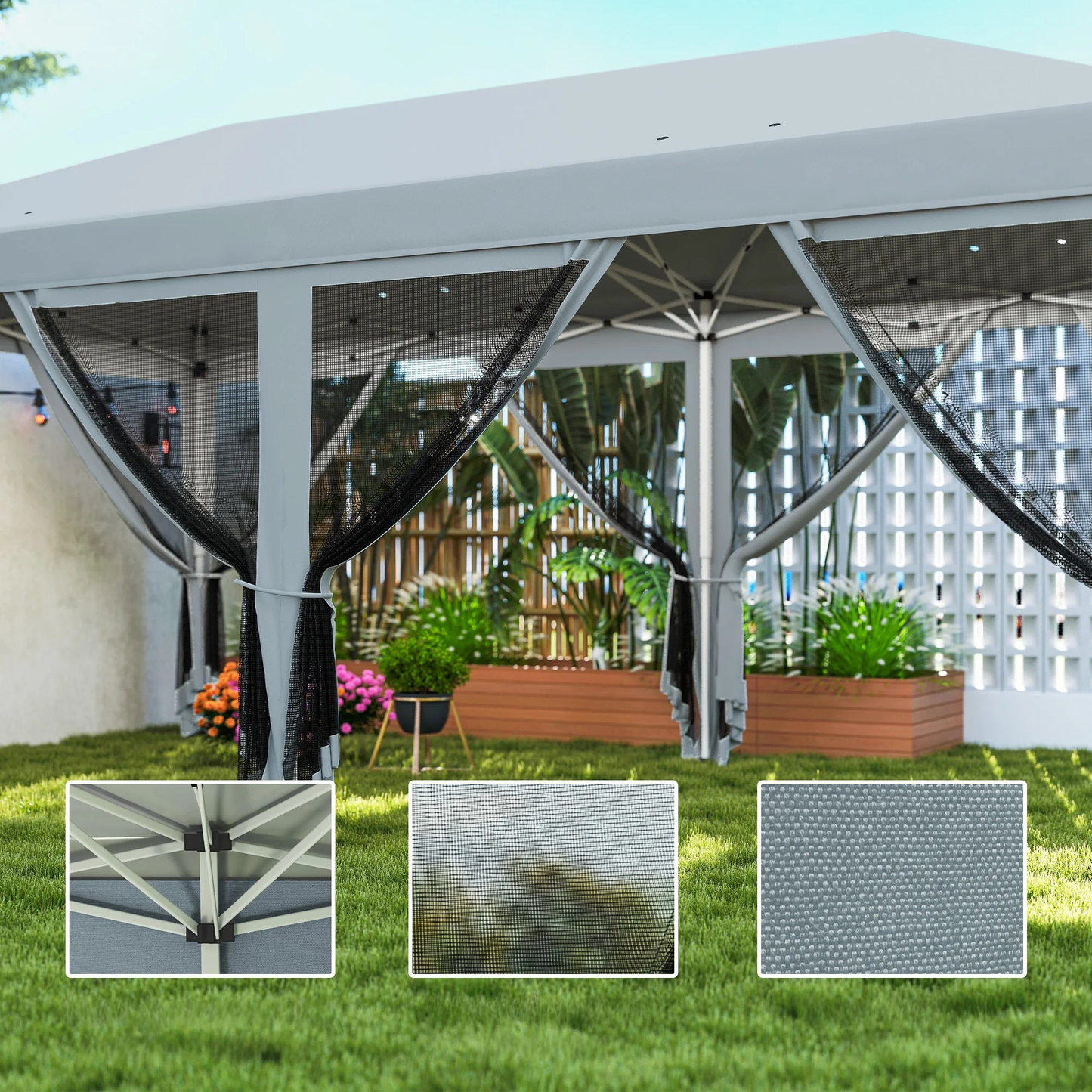 Pop-up tuinoverkapping - 6x3 m - Muggennetten - Zwart
