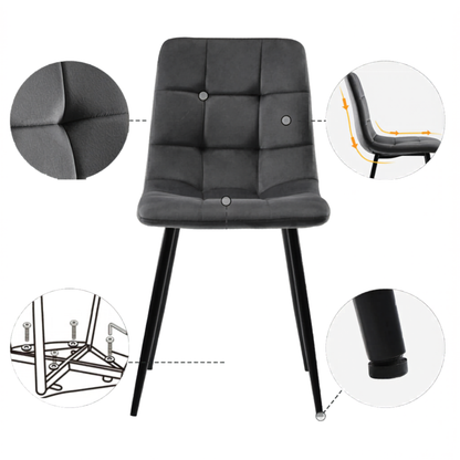 Kunstleer Eetkamerstoelen - Set van 4 - Donkergrijs