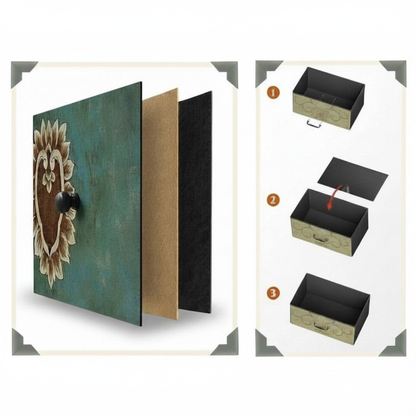 7- Delige Kast - Vintage Patroon Houten Uitstraling- Zwart Frame - Slaapkamer - Woonkamer