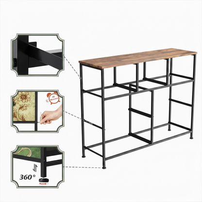 7- Delige Kast - Vintage Patroon Houten Uitstraling- Zwart Frame - Slaapkamer - Woonkamer