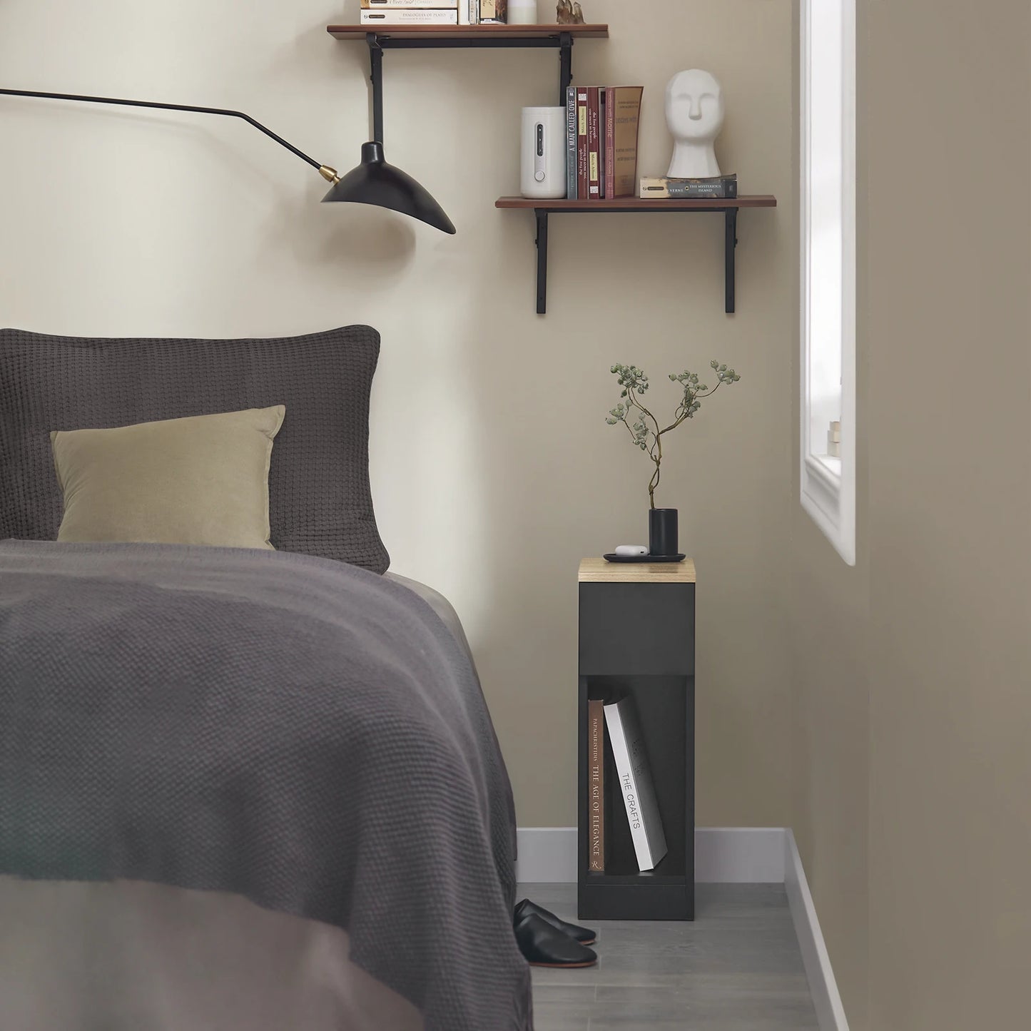 SoBuy FBT111 Bedside table with drawer for box spring bed sofa table side table table narrow phone table bedside cabinet