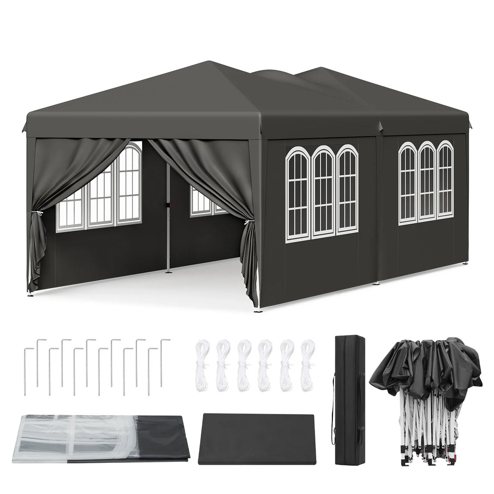 WOLTU Outdoor Garden Gazebo 3x6m Folding Pop-up Tent with 6 Removable Side Panels UV Resistant Waterproof Carry Bag for Parties