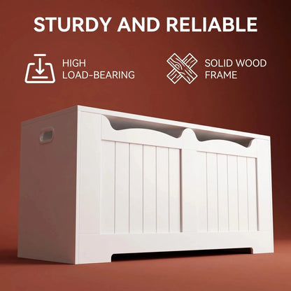 Storage Chest, Storage Trunk with 2 Safety Hinge, 100 cm Lift-Top Storage Bench, Wooden Storage Organizer for Entryway