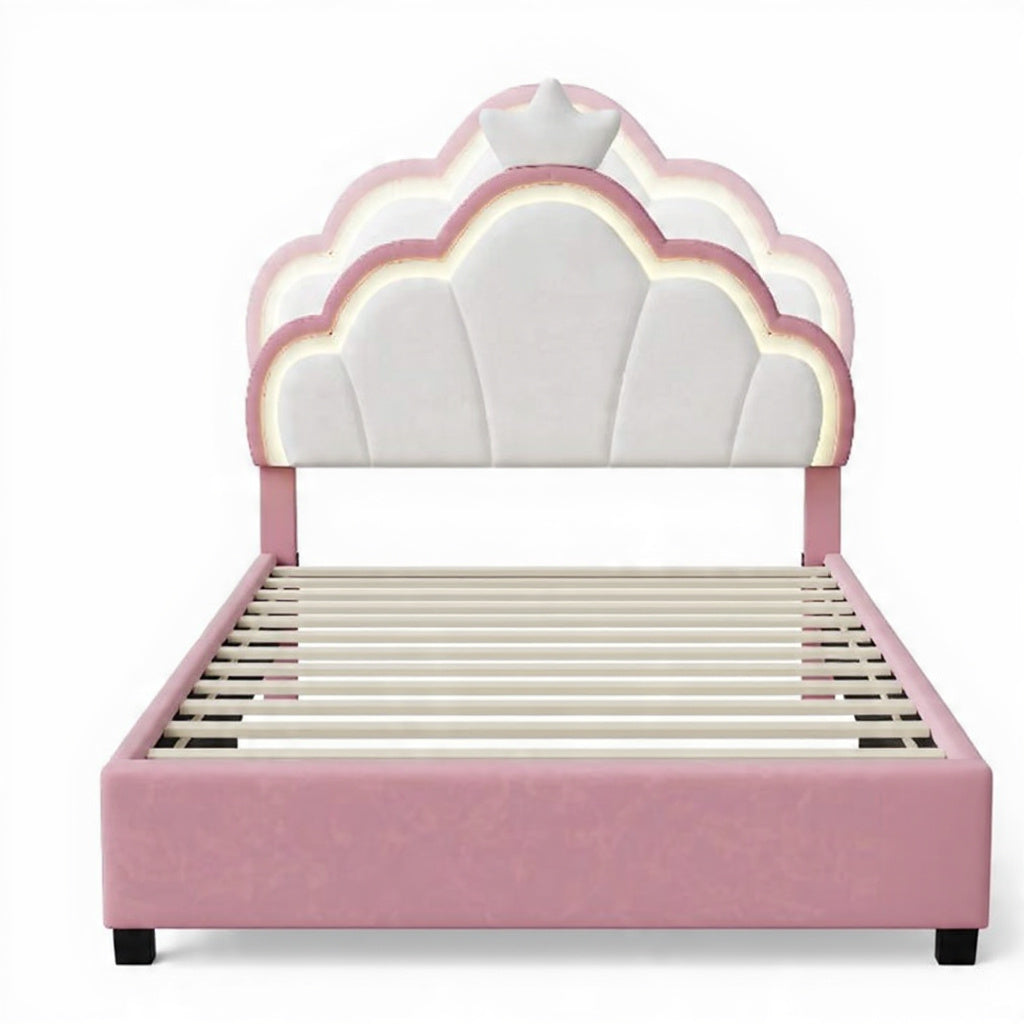 Gestoffeerd Bedframe met LED-verlichting - Verstelbaar Hoofdbord, Opbergruimte, Flanelstof - 90 × 200 cm of 140 × 200 cm