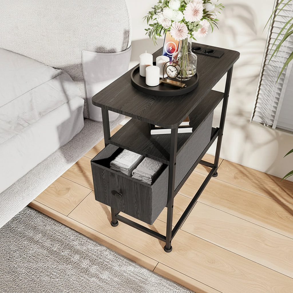 Nachtkastje - modern design - stevige basis - Zwart