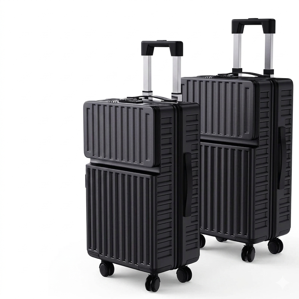 Kunstleren Koffer Set - Twee-Delig Set - Met TSA Slot - Vier-Wiel Koffer