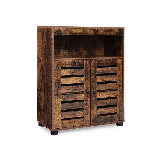 In And OutdoorMatch Badkamerkast Wilbert - 60x30x80cm - Opbergkast - Lattendeuren - Open Compartiment - Verstelbare Planken - Vintage Bruin Badkamerkast