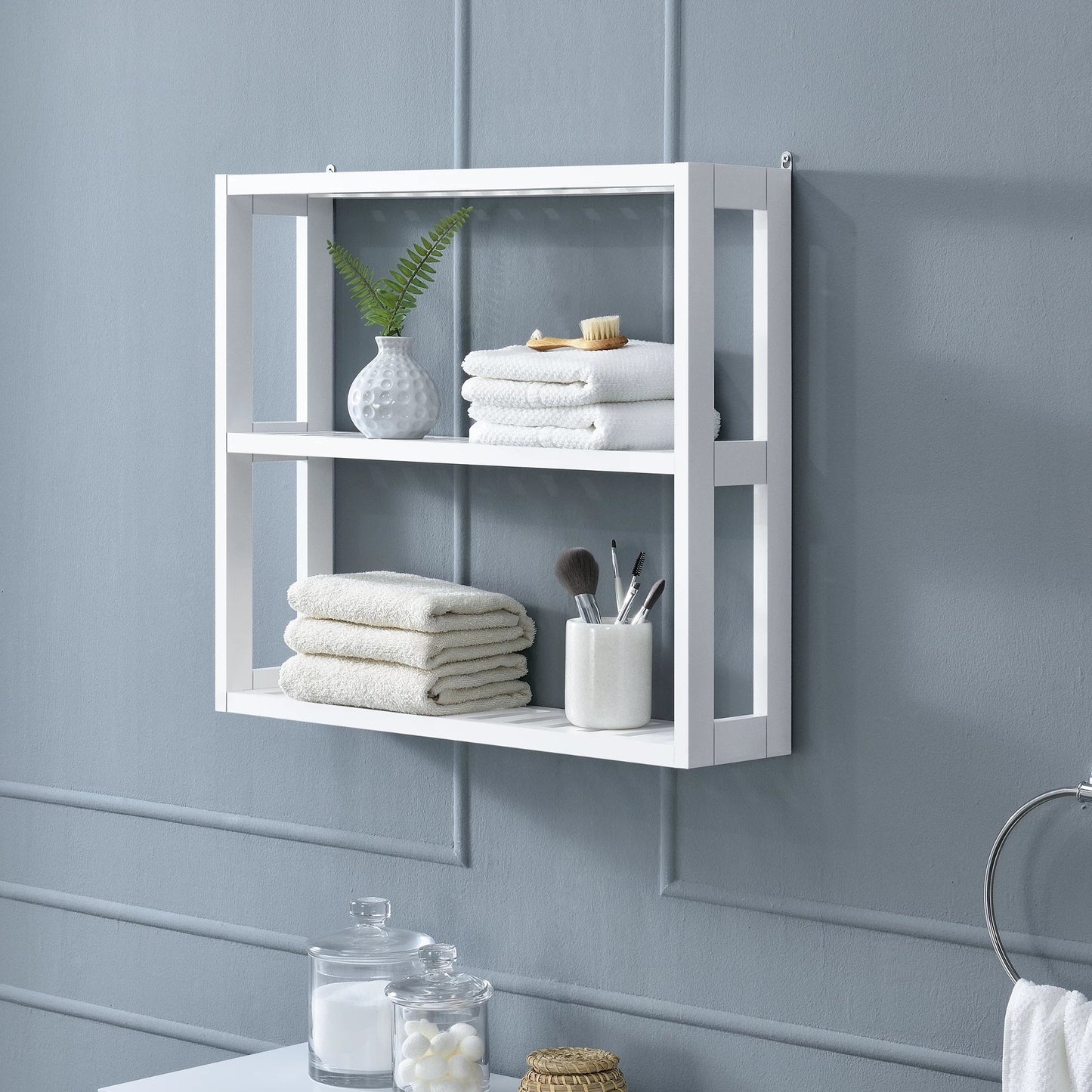 In And OutdoorMatch Badkamerrek Laverna - Wandmontage - MDF - 54x15x60 cm - Wit - Modern Design Badkamerkast