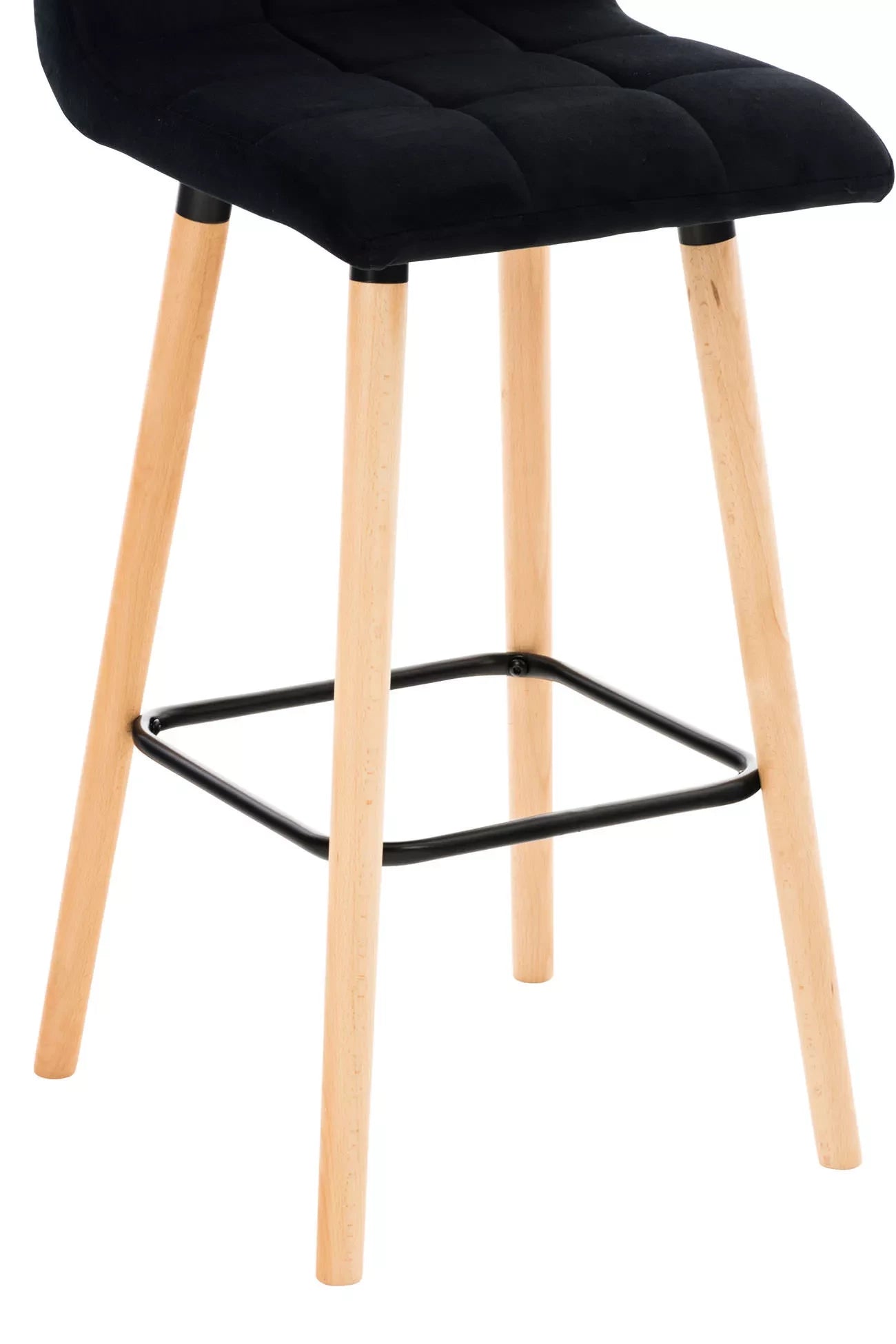 In And OutdoorMatch Barkruk Flor Willy - Zwart - Fluweel - Hout - Modern Design - Rugleuning - Voor Keuken en Bar - Gestoffeerde Zitting Barkrukken / hocker