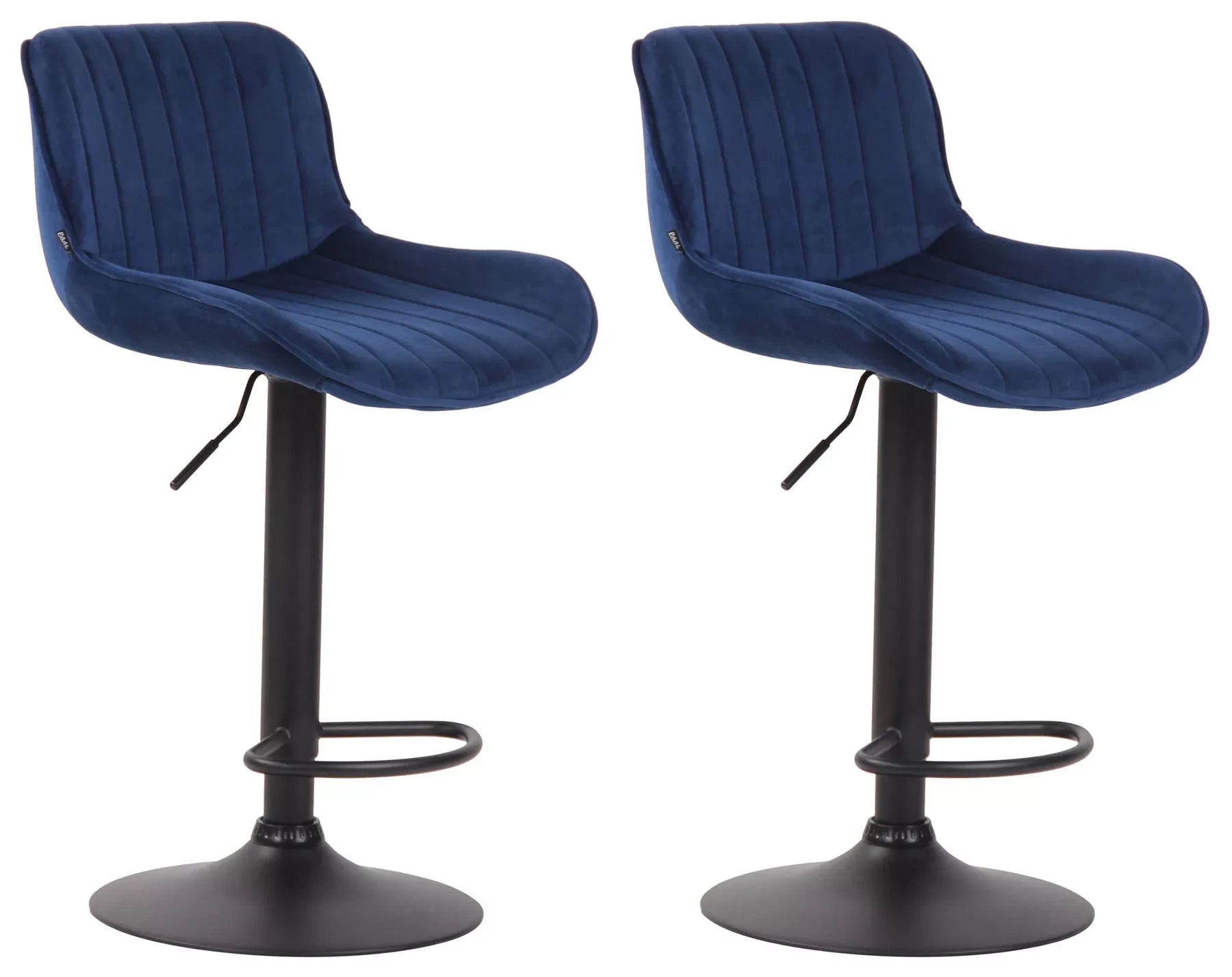 In And OutdoorMatch Barkruk Gabriel - Blauw zwart - Zithoogte 60-82 cm - Set van 2 - In hoogte verstelbaar - Voor keuken en bar - Met rugleuning - Ergonomische barstoelen Barkrukken / hocker